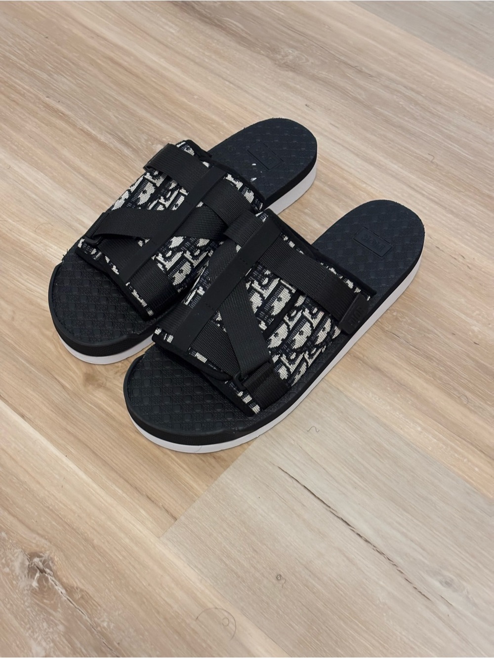 Dior Black and White Alpha Slide Sandals